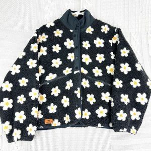 Simply Southern Daisy Jacket Women’s S Sherpa Teddy Oversized Pile Fleece